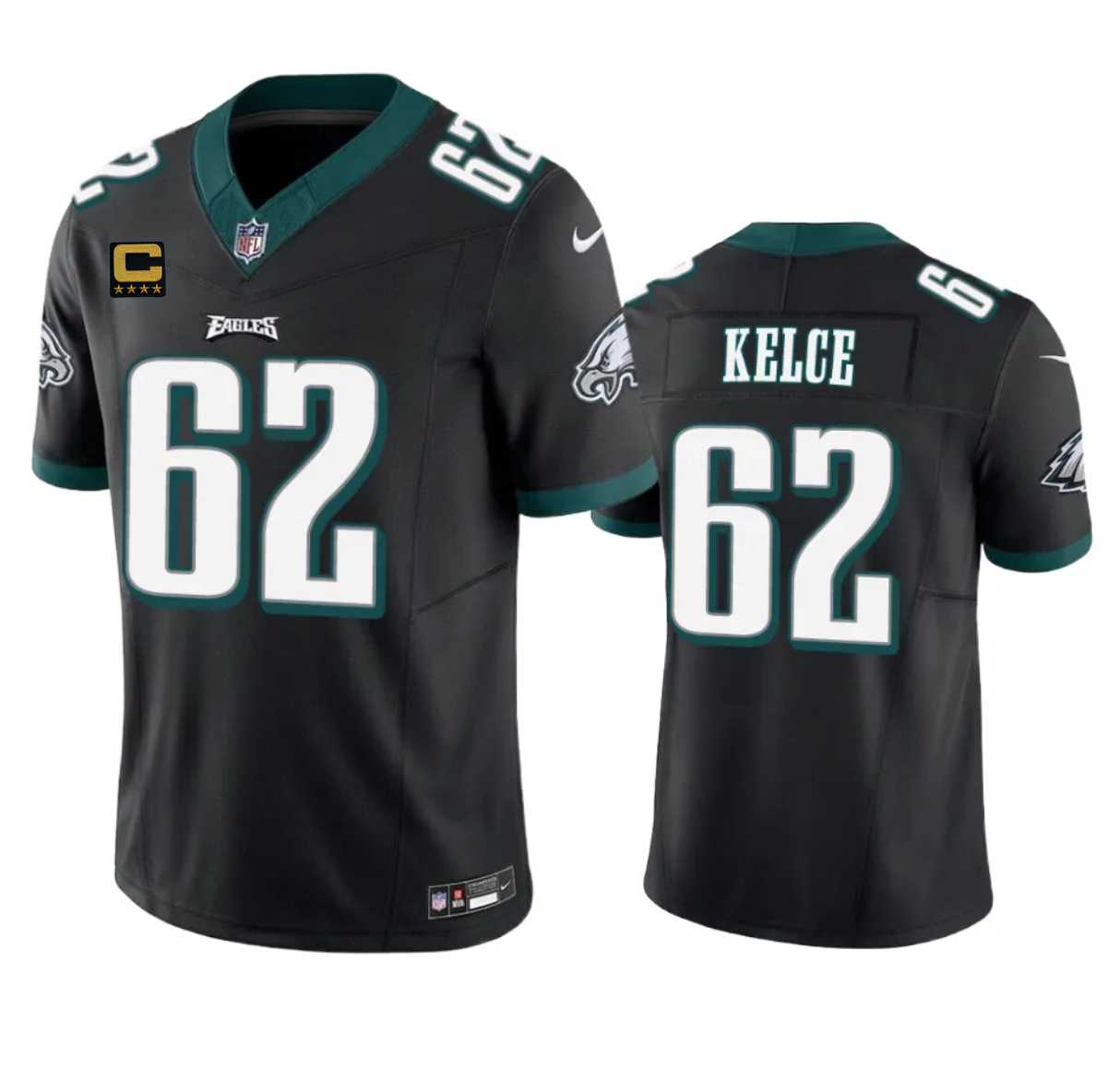Men & Women & Youth Philadelphia Eagles #62 Jason Kelce Black 2023 F.U.S.E. With 4-Star C Patch Vapor Vapor Untouchable Limited Jersey->philadelphia eagles->NFL Jersey